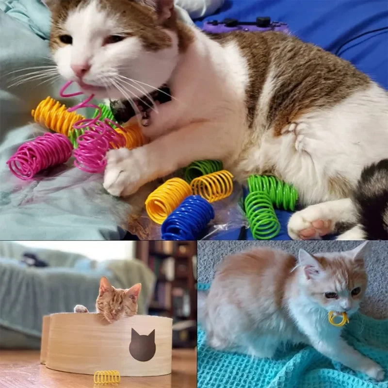 8/12Pcs Cat Toys Interactive Wide Durable Heavy Gauge Pet Kitten Colorful Springs Cat Toy Coil Spiral Springs Dog Toys