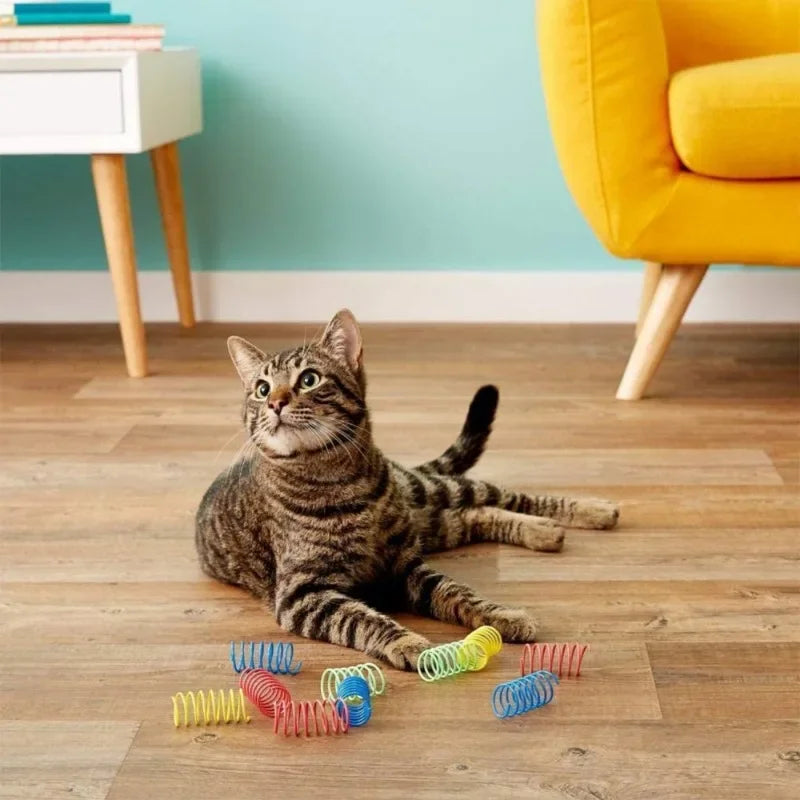 8/12Pcs Cat Toys Interactive Wide Durable Heavy Gauge Pet Kitten Colorful Springs Cat Toy Coil Spiral Springs Dog Toys