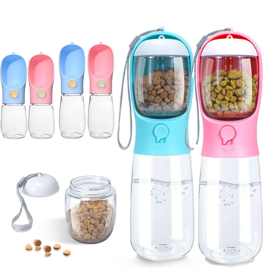 Botella Portátil de Agua con Contenedor de Comida para Perros y Gatos - Click&Go Shop by Cris