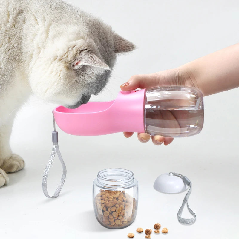 Botella Portátil de Agua con Contenedor de Comida para Perros y Gatos - Click&Go Shop by Cris